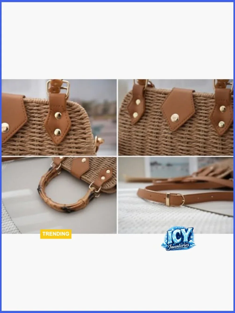 Woven Straw Crossbody Shoulder Purse Hobo Bag with Magnetic Closure